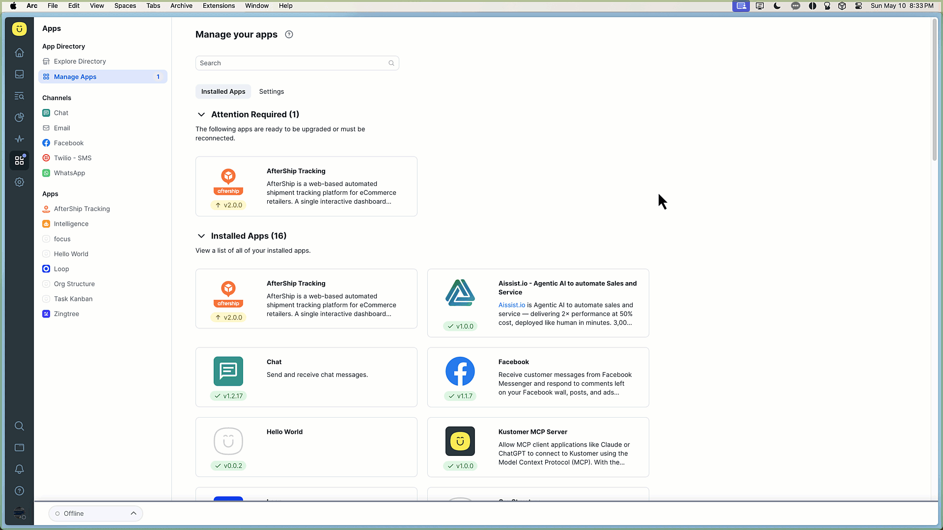 Animated demo: Task Kanban board in Kustomer with columns and tasks being moved and reviewed.